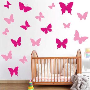 ' Pink -Butterfly - Baby - Kids Room - Play - School - Nursery - Decorative - Wall Sticker ' - WS086 (PVC Vinyl - 120 cm X 120 cm)