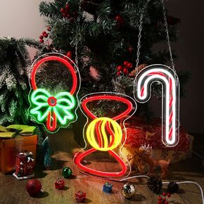 retisee 3 حزمة عيد الميلاد النيون علامة الزينة أدى ضوء علامات لعيد الميلاد جدار ديكور الحلوى النيون علامة عيد الميلاد النيون الجدار ضوء الديكور لعيد الميلاد حزب غرفة نوم نافذة الديكور الداخلي in Kuwait