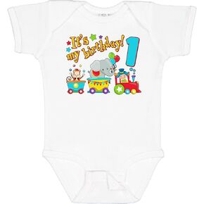 inktastic It's My Birthday- Circus Train 1st Birthday Baby Bodysuit