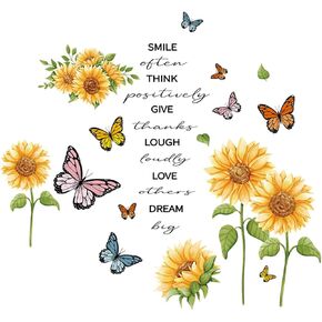 Boho Flower Wall Stickers, Garden Floral Daisy Butterfly Wall Decals, Easy Peel and Stick Wallpaper, DIY Removable Wall Art Mural for Bathroom, Bedroom, Nursery, TV Shower Door Home Decor
