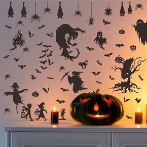 Moon Crow Wall Stickers Halloween 3D Wall Decor Removable Mirror Acrylic Wall Stickers Halloween Wall Mirror Decals Peel and Stick Black Raven Crow Wall Stickers Party Wall Decorations