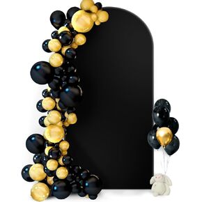 6 ft Arch Backdrop Cover, Hemmotop Black Spandex Arch Covers Stretchy Backdrop, Arch Stand Backdrop 2-Sided, for Wedding, Baby Shower, Birthday Party Decoration