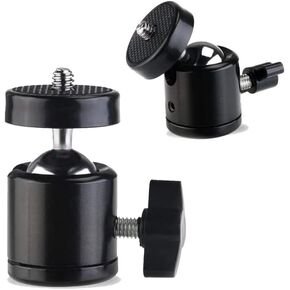 Aluminum Alloy 360 Degree Hot Shoe Mount Adapter 1/4'' Mini Ball Head Screw Tripod Mount for Cameras, Camcorders, Smart Phone, Gopro, LED Video Light, Microphone (W-ZJ0043)
