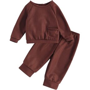 MERSARIPHY Infant Baby Fall Outfits Baby Boy Girl Clothes Set Baby Waffle Sweatshirt Long Pants with Pockets