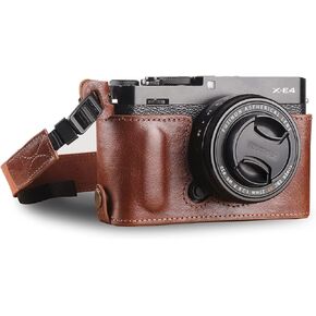 MegaGear Ever Ready Genuine Leather Camera Half Case Compatible with Fujifilm X Series X-E4,Brown,MG1982