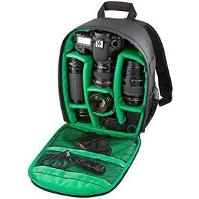 Waterproof Shockproof Shoulder Bag Backpack Travel Case for Nikon Canon Sony SLR/DSLR Digital Lens Camera (Medium, Green)