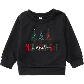 Toddler Baby Girl Boy Christmas Tree Sweatshirt Merry and Bright Xmas Pullover Shirt Long Sleeve Fall Winter Clothes