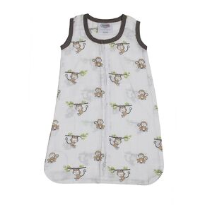 Bacati - Muslin Happy Monkeys Sleep Sack (Wearable Blankets) (Medium, Gray)