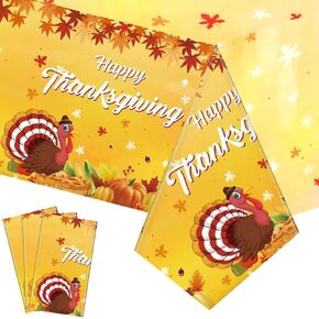 Fall Tablecloth 3 Pcs Thanksgiving Tablecloth Rectangle Maple Leaf Pumpkin Turkey Table cloth Autumn Tablecover for Thanksgiving Party Decorations Home Fall Themed Party Supplies(54 x 108 Inch)