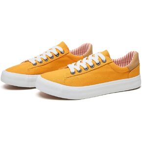 Iarus Women's Fashion Sneakers Low Top White Canvas Shoes for Womens Comfortable Breathable Lace-Up