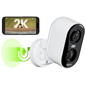Battery Security Camera 2K, Wireless Outdoor/Indoor, Built-in Magnet Base, Color Night Vision, 2-Way Audio, Spotlight, Weather-Resistant, AI Detection, Cloud & SD Card Storage