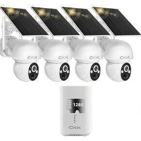 2.5K Home Security Solar Cameras Wireless System,4 Cameras Kit with Solar Battery Powered, 360° WiFi Camera with PIR,2-Way Audio, Spotlight Camera, 128G Local Storage,99% New-Showpiece