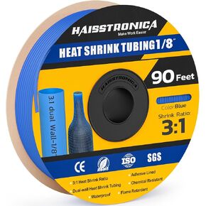 haisstronica 3:1 Heat Shrink Tubing, Shrink Ratio Adhesive Lined Marine Grade Heat Shrink Tube for Home, Automotive and Industrial (Black) 65FT 1-1/2inch