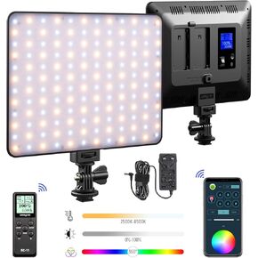 RGB LED Video Light, RGB Light Panel with APP Control 265 COB Lamp Beads/360° Full Color/17 Light Effects/CRI 95+/ on Camera Light for Photography Studio YouTube