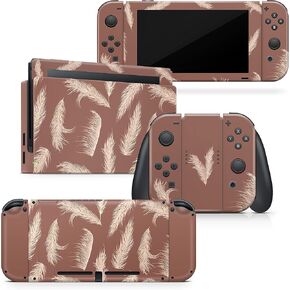 Tacky Design Pampas Skin Compatible with Nintendo Switch Skin Wrap Cover, Brown Skin for Nintendo Switch Stickers, Premium Vinyl 3M Full Wrap Decal