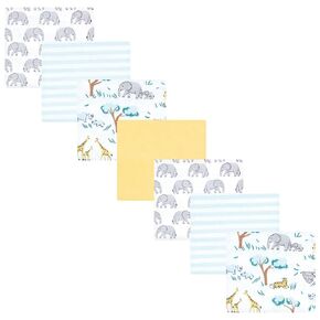 Hudson Baby Unisex Baby Cotton Flannel Receiving Blankets 7-Pack Bundle, Retro Dinosaur, One Size