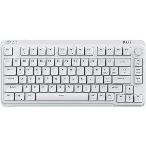 i75 Low Profile Mechanical Keyboard with Volume Knob, 75% Wireless Keyboard Tri-Mode BT/2.4G/Wired Gaming Keyboard Hot Swappable RGB Backlit, Gasket Mount Structure, Linear Red Switch-White