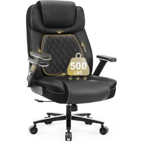 Big and Tall Office Chair, 500lbs Capacity Wide Office Chair for Heavy People, Ergonomic High Back Office Chair with Upgraded Quiet Rubber Wheel, 5D Flip Arms