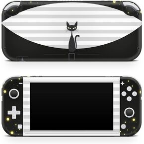 Tacky Design Kawaii Decal Skin Compatible with Nintendo Switch Lite Skin Wrap, Black Cat Skin for Nintendo Switch Lite Cover, Premium Vinyl 3M Full Wrap Decal.