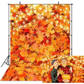 Avezano Autumn Forest Maple Leaves Scenery Photography Backdrop Fall Scene Harvest Thanksgiving Background Decorations Party Photoshoot Backdrops (5x7ft)
