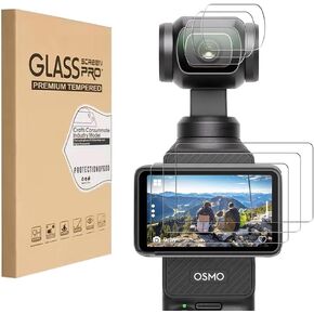 Lens Protector and Screen Protector for DJI Osmo Pocket 3 Accessories with Tempered Glass LCD Display Film 9H Hardness Anti-Scratch Anti-Bubble (3 Pack)