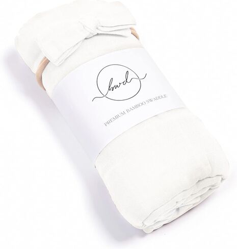 Baby Want Designs 70% Bamboo Viscose & 30% Organic Cotton Swaddle Set with Bow – Soft, Breathable 47x47 Inch Swaddle Blankets for Newborn Girls – Premium Baby Gift (Soft White) in Saudi Arabia