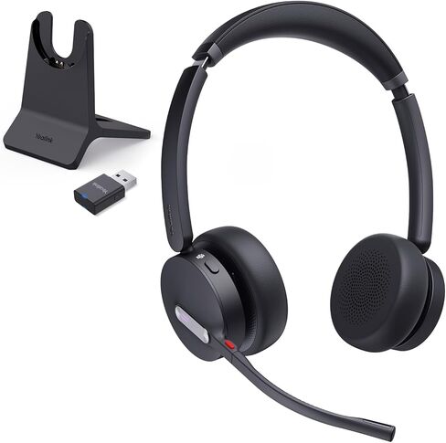 Yealink WH64 Hybrid with DECT Dongle, 492ft Range, 32 Talk Time Bluetooth Headset for Teams, Zoom Skype UC, 3X Mic Noise Cancelling, Headset PC Phone in Saudi Arabia
