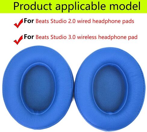 Replacement Ear Pads Compatible with Beats by Dr.Dre Studio 2.0 B0500 B0501 Wireless/Wired Studio 3.0 Headphones Soft Comfort Protein Leather Memory Foam Springback (Titanium) in Saudi Arabia