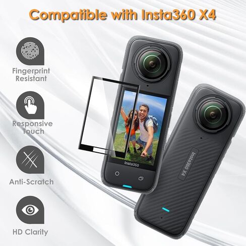 واقي شاشة مكون من 4 قطع متوافق مع Insta360 X4، [وضوح عالي الدقة] بديل لملحقات واقي شاشة الحيوانات الأليفة الناعمة المضادة للخدش لـ Insta360 X4 in Kuwait