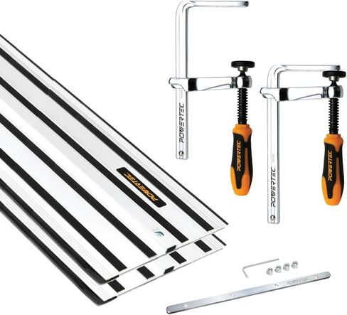 POWERTEC 110" Track Saw Guide Kit for DeWalt, Includes 2PK 55" Guide Rails, 1PK Guide Rail Connector, and 2PK 5-3/8" Track Saw Clamps (72060) in Saudi Arabia