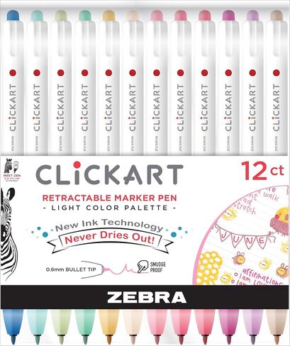 Zebra Pen ClickArt Retractable Marker Pen, Fine Point, 0.6mm, Assorted Deep Sea Colors, 6-Pack; 69026 in Saudi Arabia