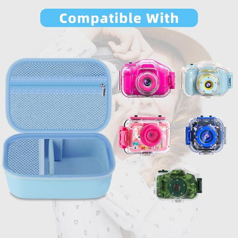 حافظة كاميرا للأطفال متوافقة مع Agoigo/ESOXOFFORE/GKTZ/Anchioo/MINIBEAR/Seckton/Goopow كاميرا رقمية مقاومة للماء محمولة ومطبوعة فورية، حامل منظم حقيبة تخزين، أزرق in Kuwait