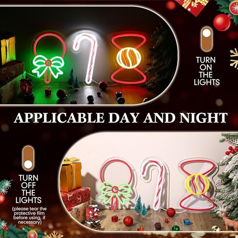 retisee 3 حزمة عيد الميلاد النيون علامة الزينة أدى ضوء علامات لعيد الميلاد جدار ديكور الحلوى النيون علامة عيد الميلاد النيون الجدار ضوء الديكور لعيد الميلاد حزب غرفة نوم نافذة الديكور الداخلي in Kuwait