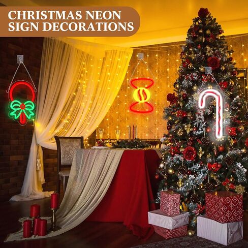 retisee 3 حزمة عيد الميلاد النيون علامة الزينة أدى ضوء علامات لعيد الميلاد جدار ديكور الحلوى النيون علامة عيد الميلاد النيون الجدار ضوء الديكور لعيد الميلاد حزب غرفة نوم نافذة الديكور الداخلي in Kuwait