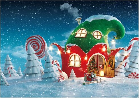 10X8FT Fantasy Christmas Backdrop Snow Candy House Baby Portrait Photo Photography Backdrop Christmas Decoration Props Studio Background DH-139 in Saudi Arabia