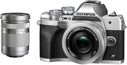 كاميرا Olympus OM-D E-M10 Mark IV الرقمية مع عدسة M.Zuiko Digital ED 14-42mm f/3.5-5.6 EZ وعدسة M.Zuiko Digital ED 40-150mm f/4.0-5.6 R (فضي) (2 عنصر) in Kuwait