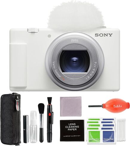 كاميرا Sony ZV-1 II Vlog لمنشئي المحتوى ومدوني الفيديو (أبيض) مع ملحقات Pixel Advance وحزمة السفر | ZV1M2/ث in Saudi Arabia