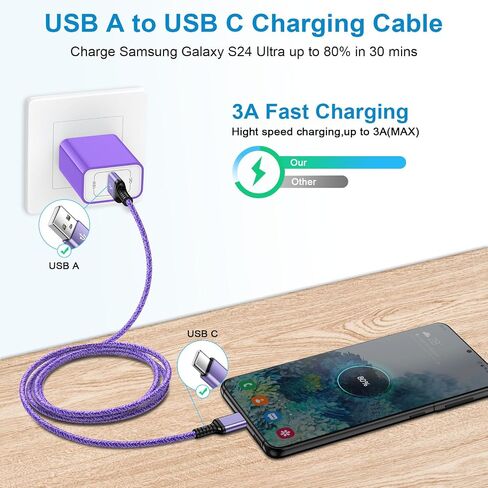 USB C Charger Cord [3-Pack,3FT] Type C Fast Charging Cable for iPhone 16 Pro/15/15 Pro/15 Pro Max/15 Plus, Android Phone Charger Cable Power Cord for Samsung Galaxy S24 S23 A35 5G A15 A14 S22 A55 A54 in Saudi Arabia
