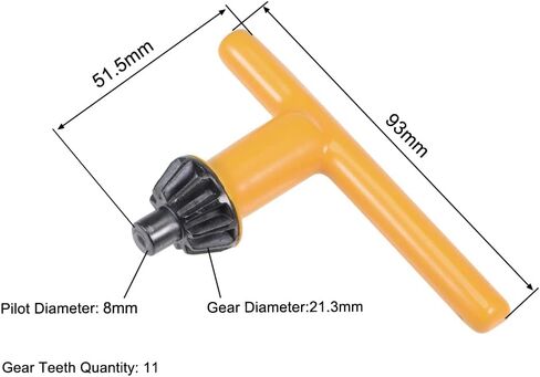 uxcell Chuck Key 8mm Pilot 11 Teeth for 3-16mm Drill Chuck Yellow in Saudi Arabia