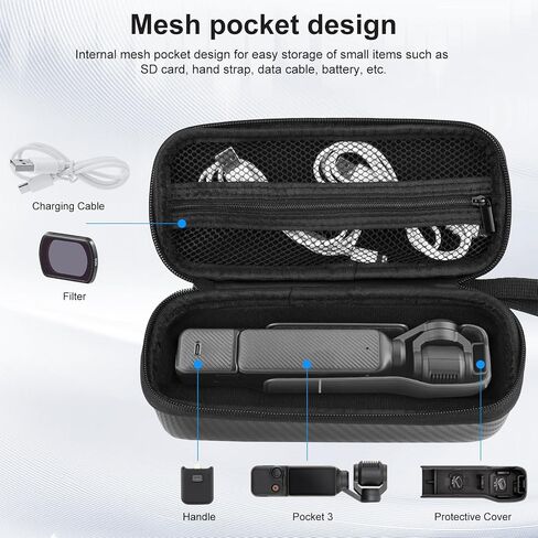 حقيبة حمل لكاميرا DJI Osmo Pocket 3، حقيبة محمولة من ألياف الكربون EVA، حقيبة تخزين محمولة للجيب 3 ملحقات in Kuwait