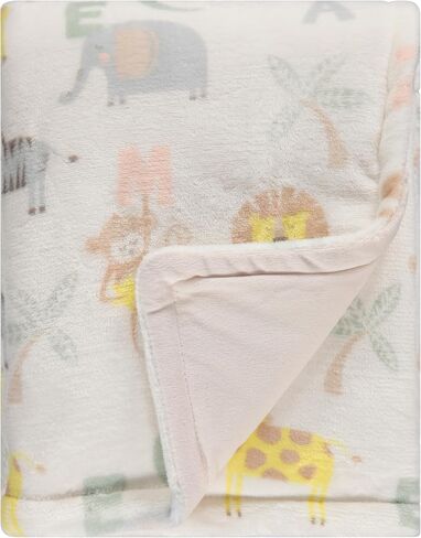 2-Ply Infant Blanket - Soft Fleece with Polyfill for Extra Fluffiness - Cozy and Warm Baby Blanket for Boys and Girls, 30x40 Inches - Dinosaur, Butterfly, Alphabet, Elephant, Bear Prints in Saudi Arabia