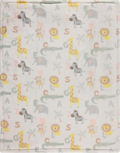2-Ply Infant Blanket - Soft Fleece with Polyfill for Extra Fluffiness - Cozy and Warm Baby Blanket for Boys and Girls, 30x40 Inches - Dinosaur, Butterfly, Alphabet, Elephant, Bear Prints in Saudi Arabia