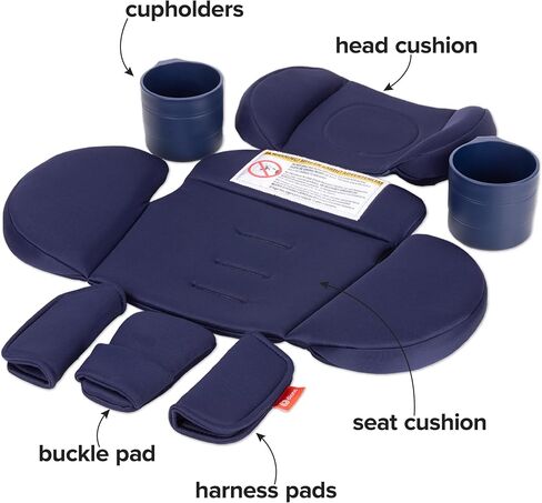 Diono Radian 3R Comfort Travel Kit, Infant Car Seat Accessory, Compatible with Radian 3R, 7-Piece Kit (2 Harness Pads, 1 Buckle Pad, Head Cushion, Seat Cushion, 2 Cupholders), Gray Storm in Saudi Arabia