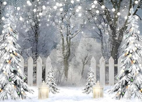 AIIKES 10X8FT Winter Photography Backdrop Glitter White Snow Forest Pine Tree Backdrop Christmas Holiday Party Decor Banner Kids Portrait Photo Studio Props 12-621 in Saudi Arabia