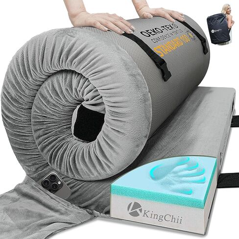 KingChii CertiPUR-US Memory Foam Camping Mattress, Portable Roll Up Travel Car Camping Mattress Sleeping Pad & Floor Mattress, Cot Mattress Guest Bed for Sleepover with Waterproof Cover & Travel Bag in Saudi Arabia