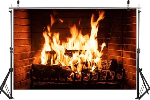 WOLADA حرق الحطب خلفية عيد الميلاد الموقد خلفية النار خلفية التخييم حفلات الشواء ديكور الحفلات راية 5x3FT FW55 in Kuwait