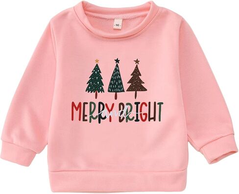Toddler Baby Girl Boy Christmas Tree Sweatshirt Merry and Bright Xmas Pullover Shirt Long Sleeve Fall Winter Clothes in Kuwait