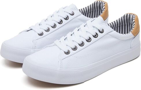 Iarus Women's Fashion Sneakers Low Top White Canvas Shoes for Womens Comfortable Breathable Lace-Up in Saudi Arabia