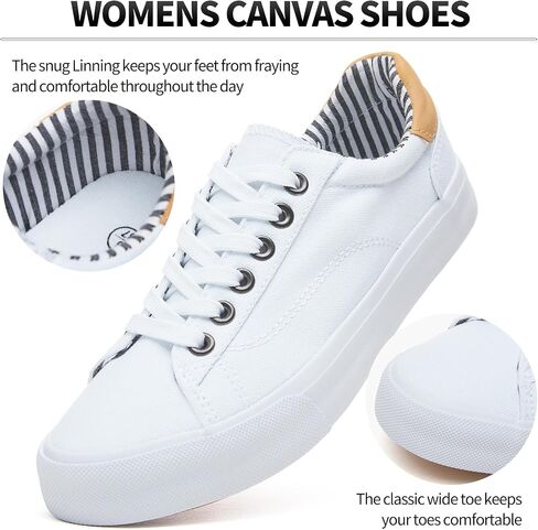 Iarus Women's Fashion Sneakers Low Top White Canvas Shoes for Womens Comfortable Breathable Lace-Up in Saudi Arabia