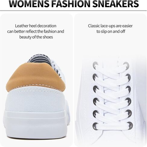 Iarus Women's Fashion Sneakers Low Top White Canvas Shoes for Womens Comfortable Breathable Lace-Up in Saudi Arabia